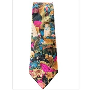 Christian Dior Vintage RARE 100% Silk Designer Abstract Art Mens Neck Tie
